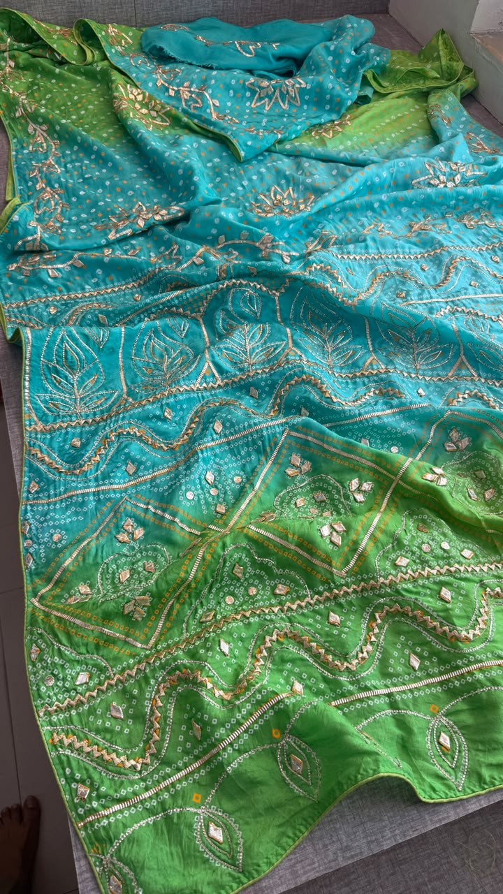 Pure Munga Silk Sikhiya Gotapatti Work