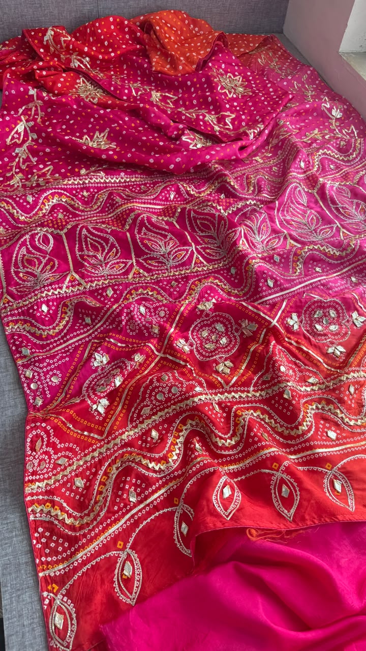 Pure Munga Silk Sikhiya Gotapatti Work