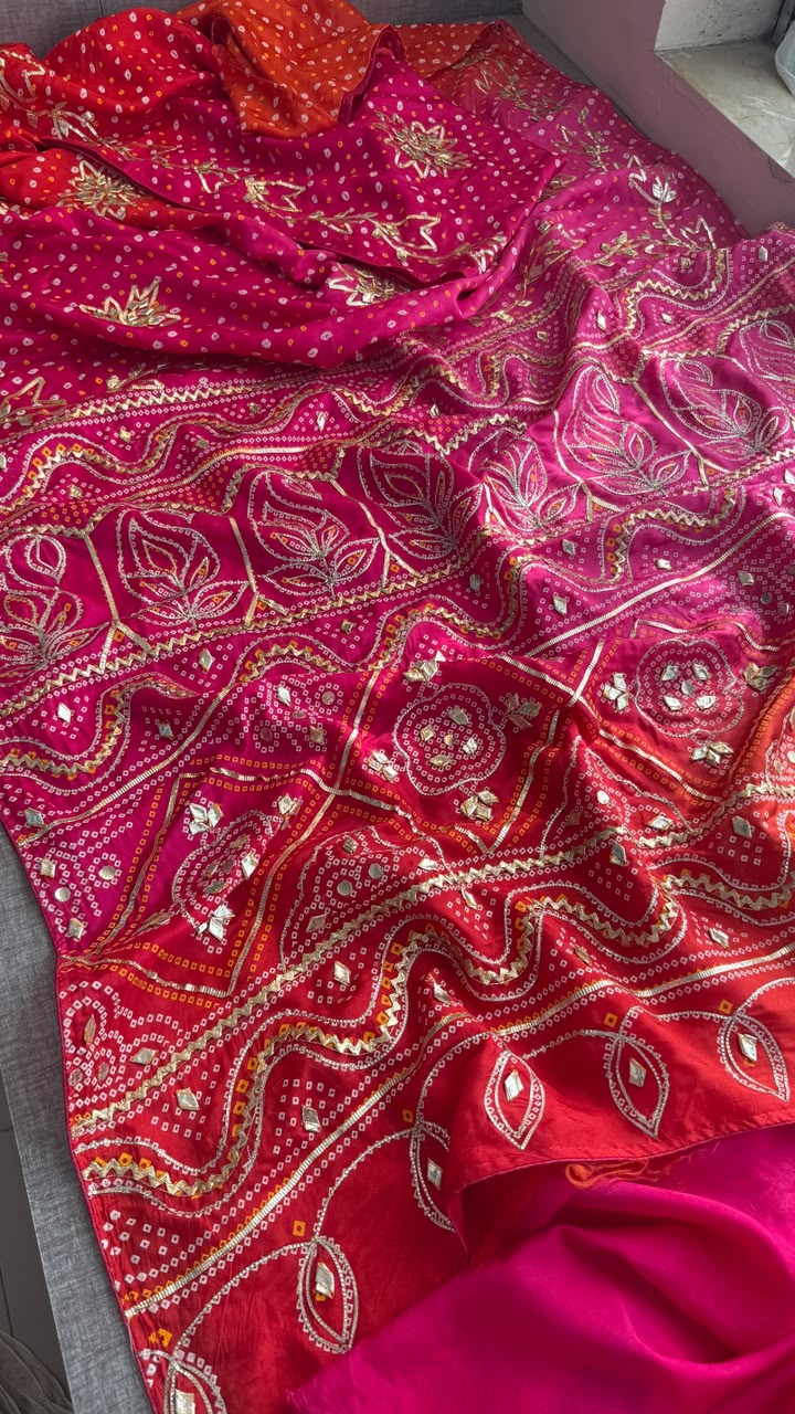 Pure Munga Silk Sikhiya Gotapatti Work
