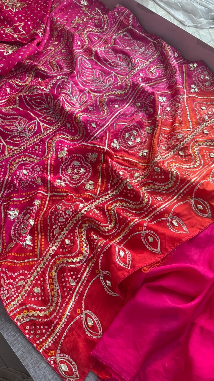 Pure Munga Silk Sikhiya Gotapatti Work