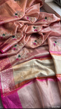 Pastel Tissue silk saree with Resham, Moti and Gotapatti work