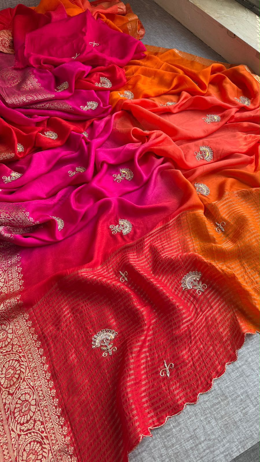Three-toned Munga silk saree